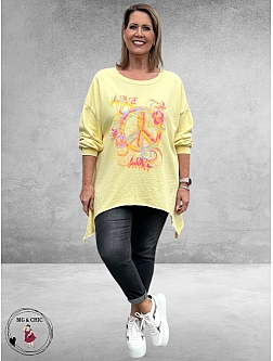 NC Sweater met Statement PEACE Geel